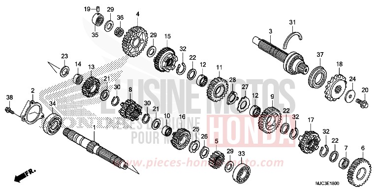 BOITE DE VITESSES de CBR600RR ABS VIBRANT ORANGE (YR250) de 2013